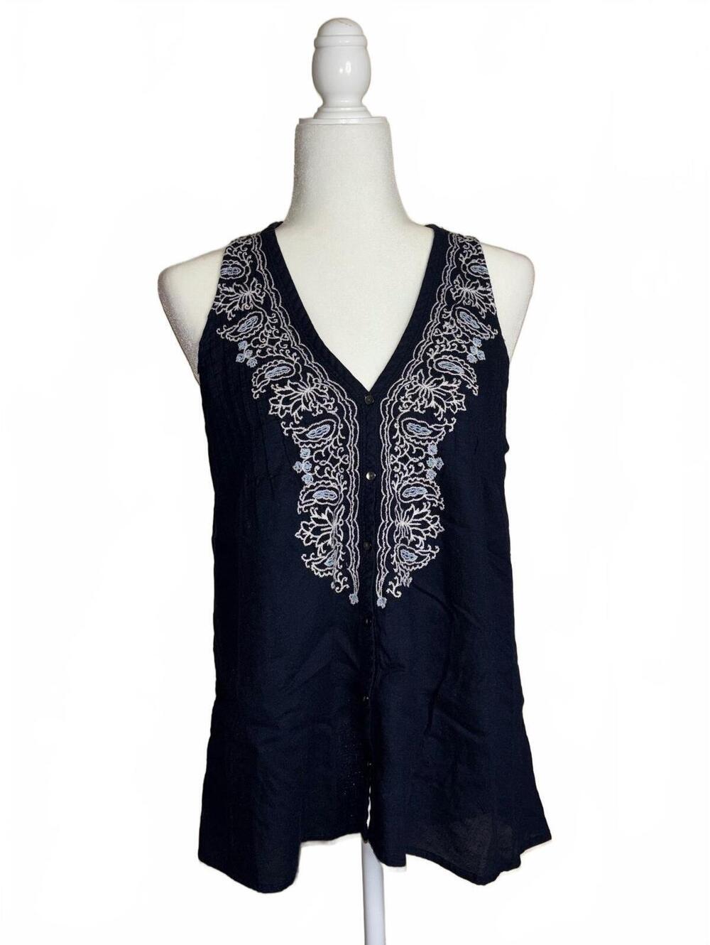 Converse Cotton embroidered button up Cami top